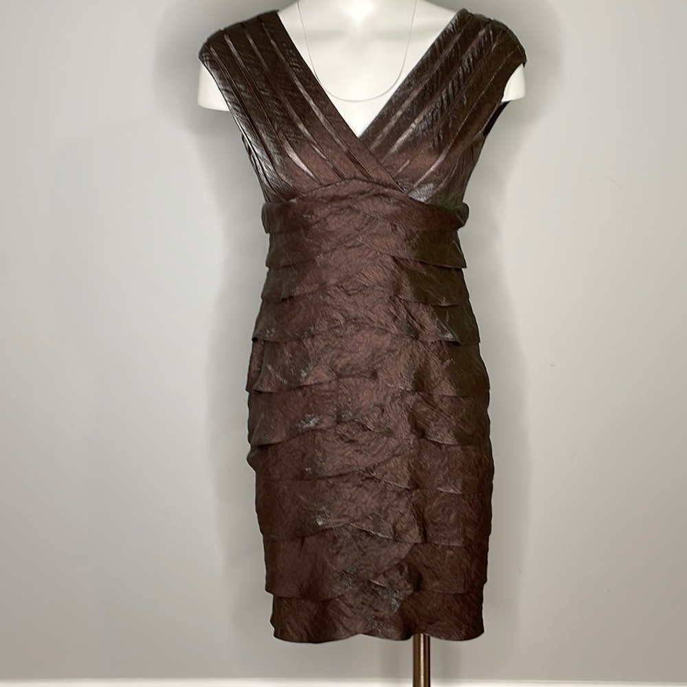 Adrianna Papell Petite Ruffle Tiered Sleeveless Party / Cocktail Dress